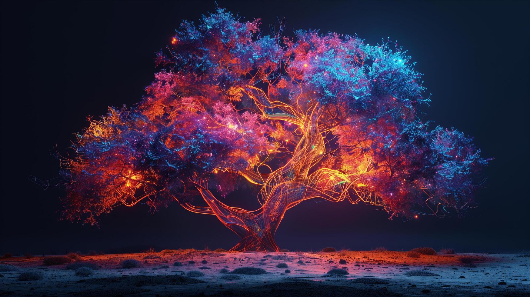 A tree with colorful lights on it photo