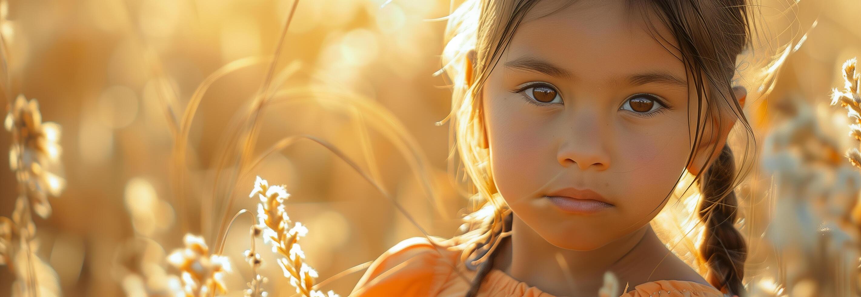 A young girl in a field of wheat photo