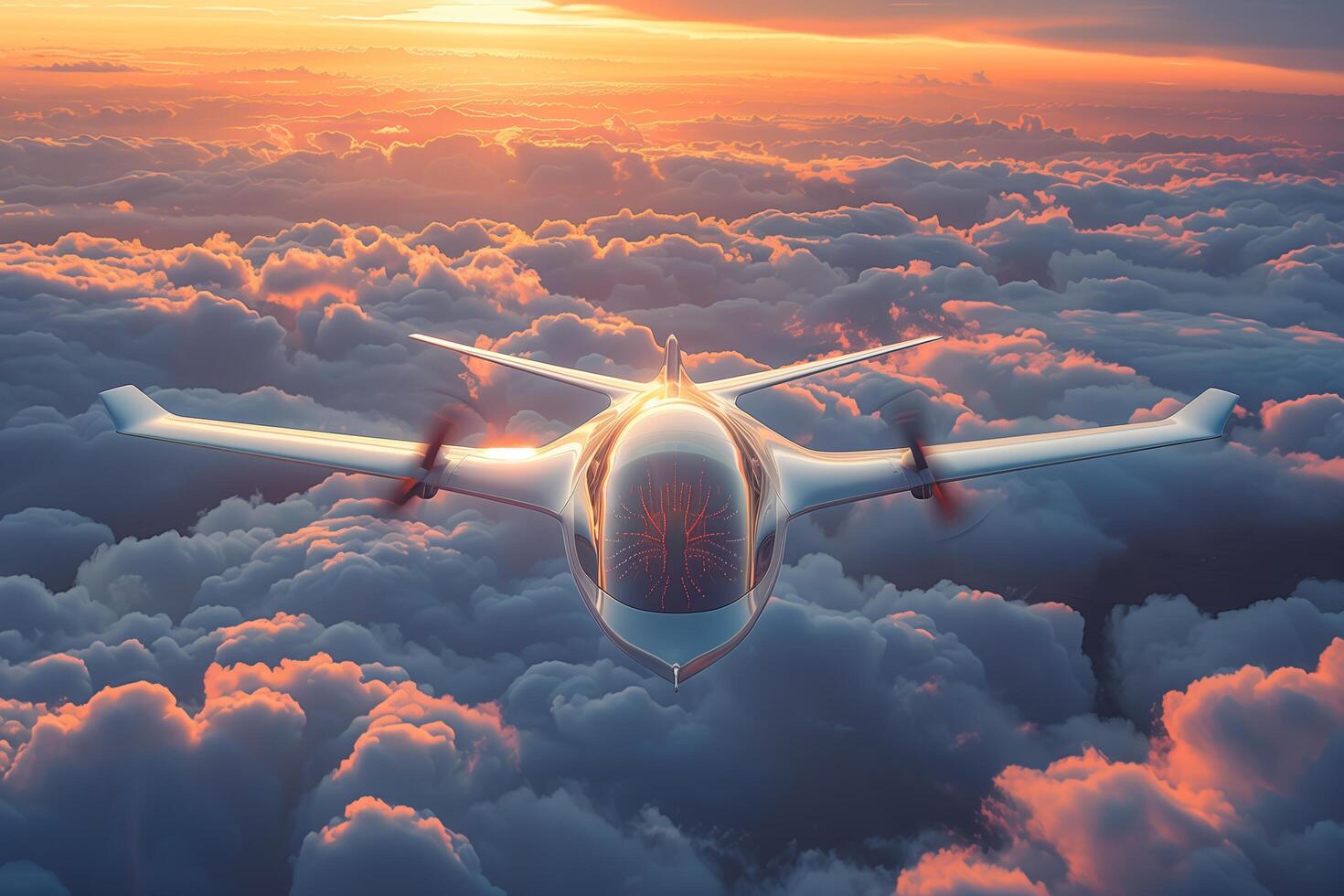A small airplane flying through the clouds photo
