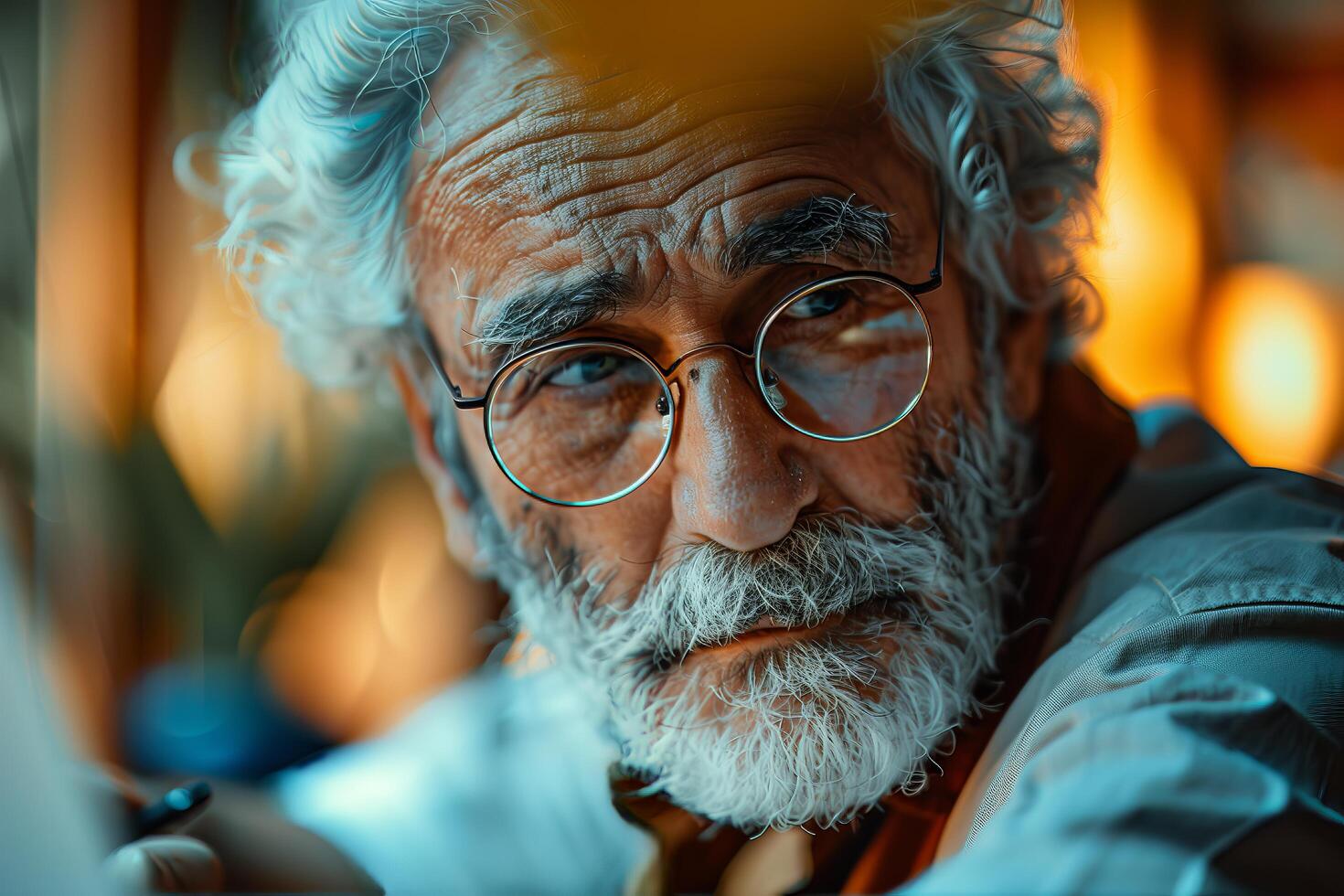 An older man with glasses and a beard photo