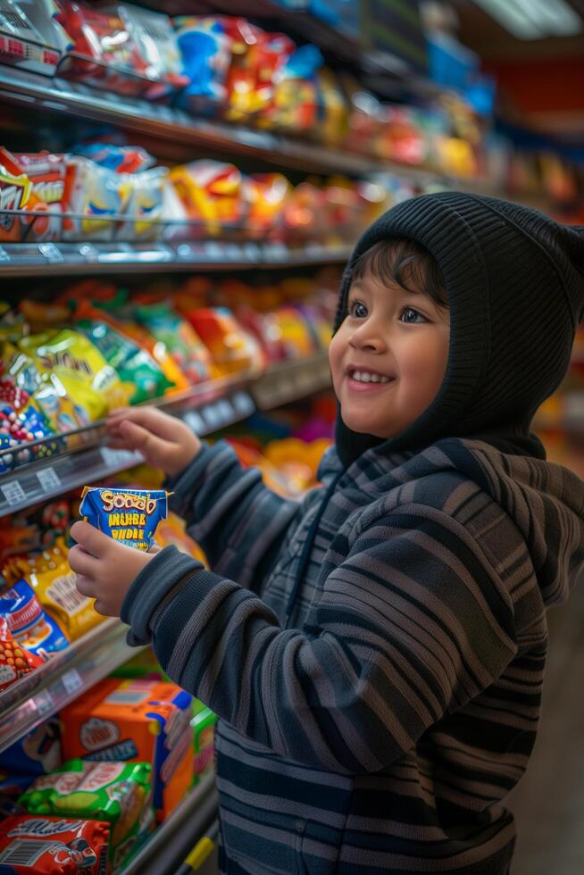 A young boy in a store photo
