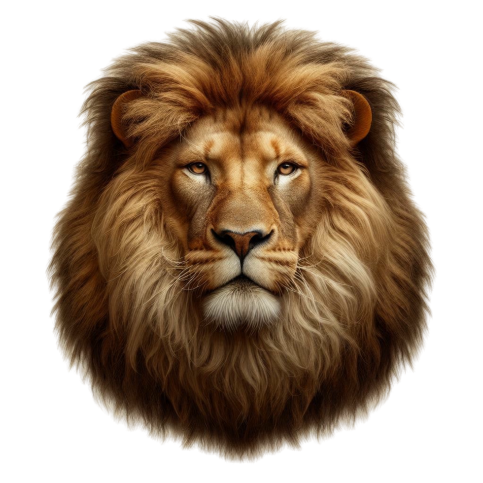 Lion Head Close-up with Symmetrical Mane png