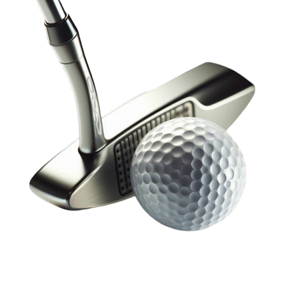 Classic Silver Golf Putter and Ball png