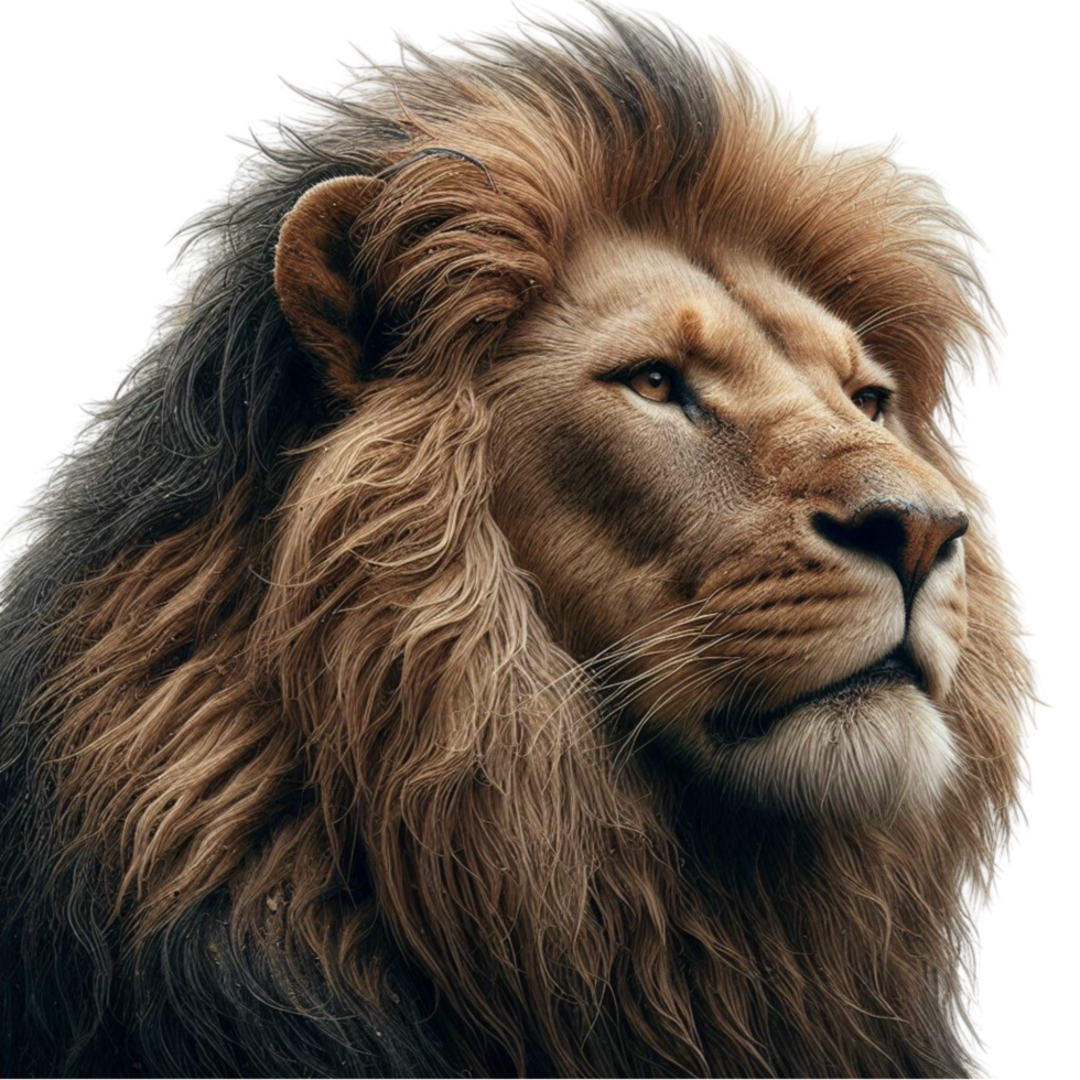 Majestic Lion in Profile with Realistic Fur Details png