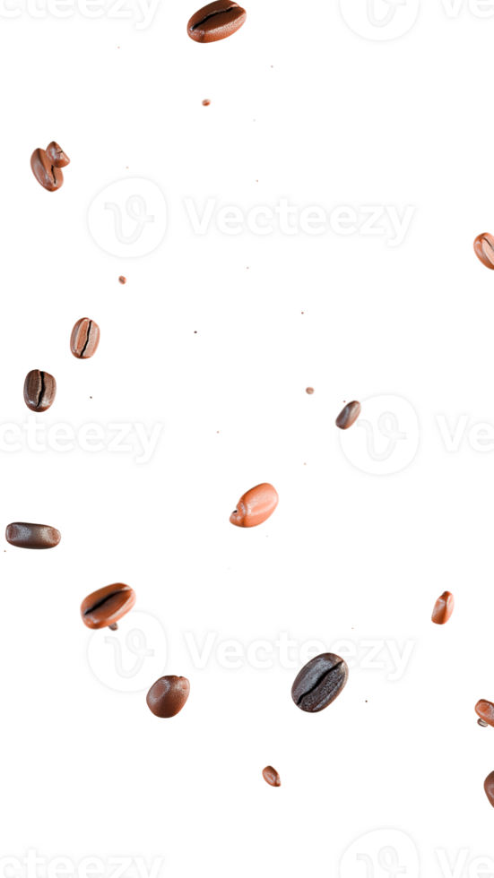 Falling coffee beans overlay 3d rendered png