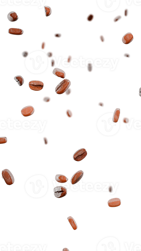 Flying around coffee beans overlay 3d rendered png