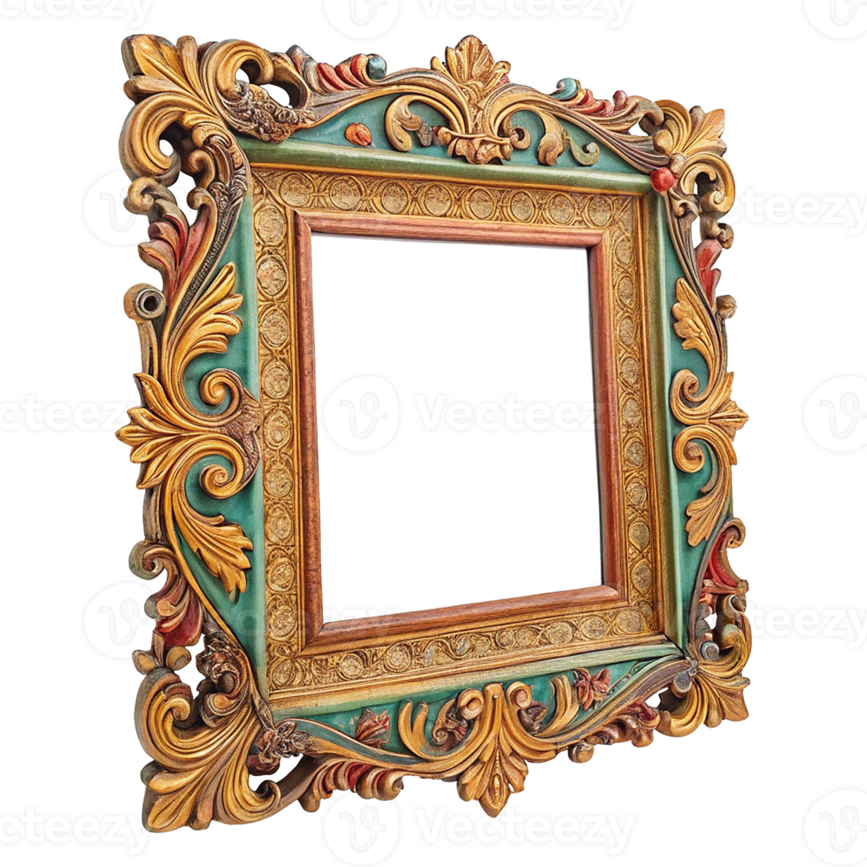 Collection of decorative picture frames with classic ornate patterns on transparent background png