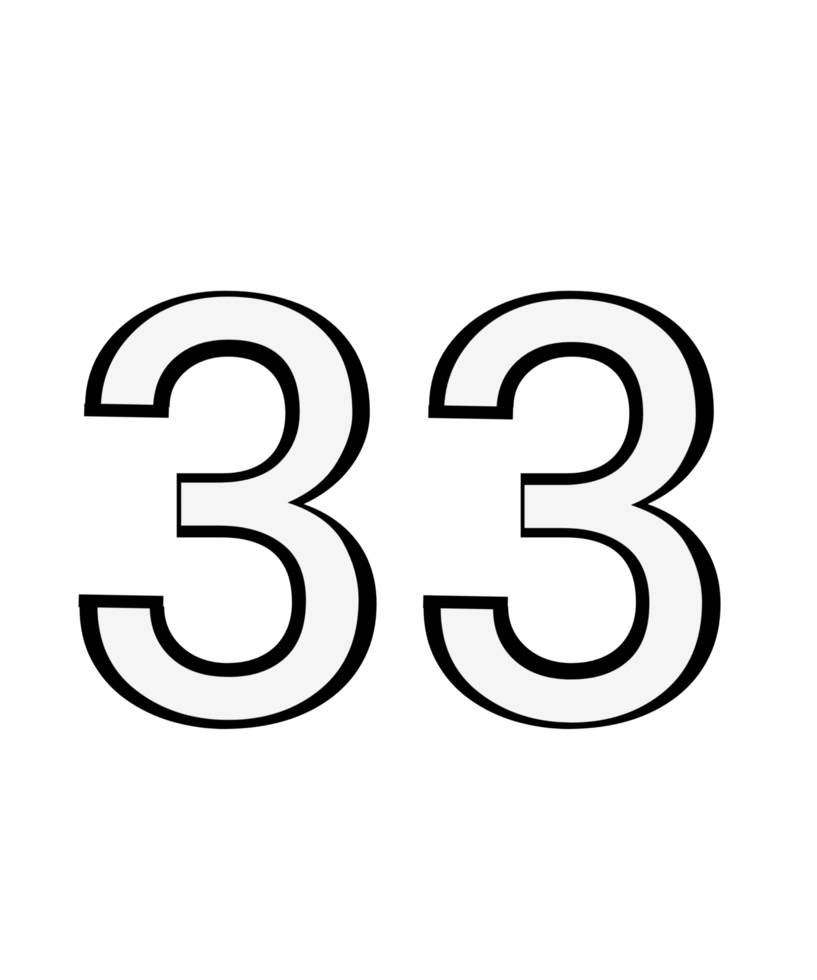 Black and white color numbers 33 png