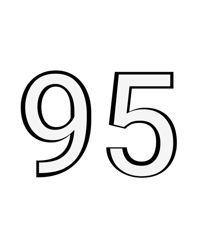 Black and white color numbers 95 png