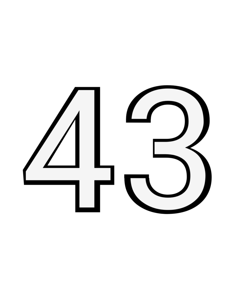 Black and white color numbers 43 png