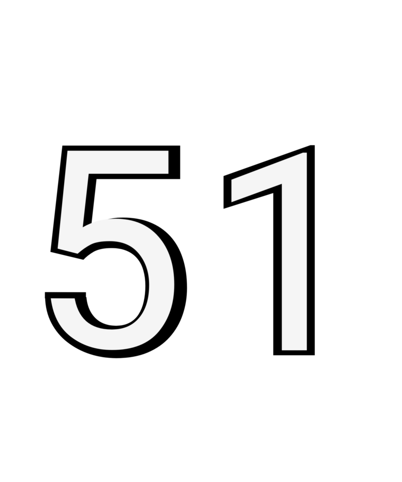 Black and white color numbers 51 png