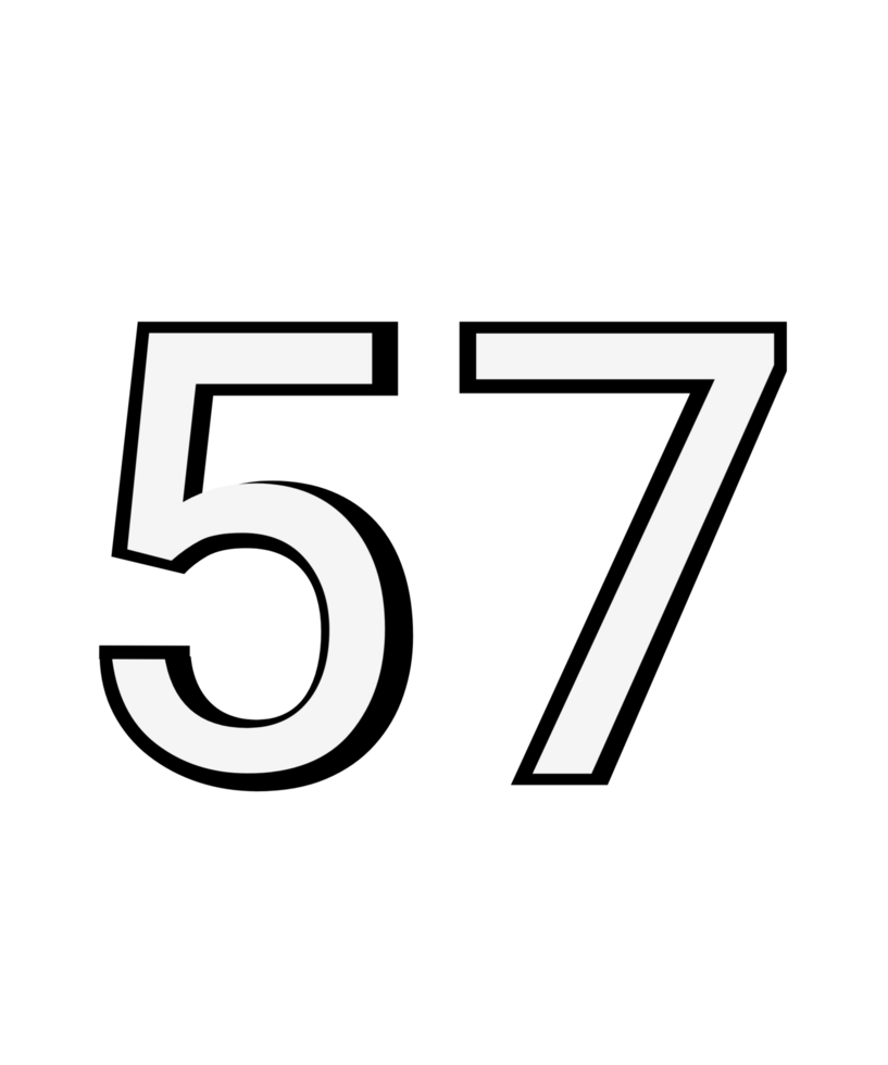 Black and white color numbers 57 png