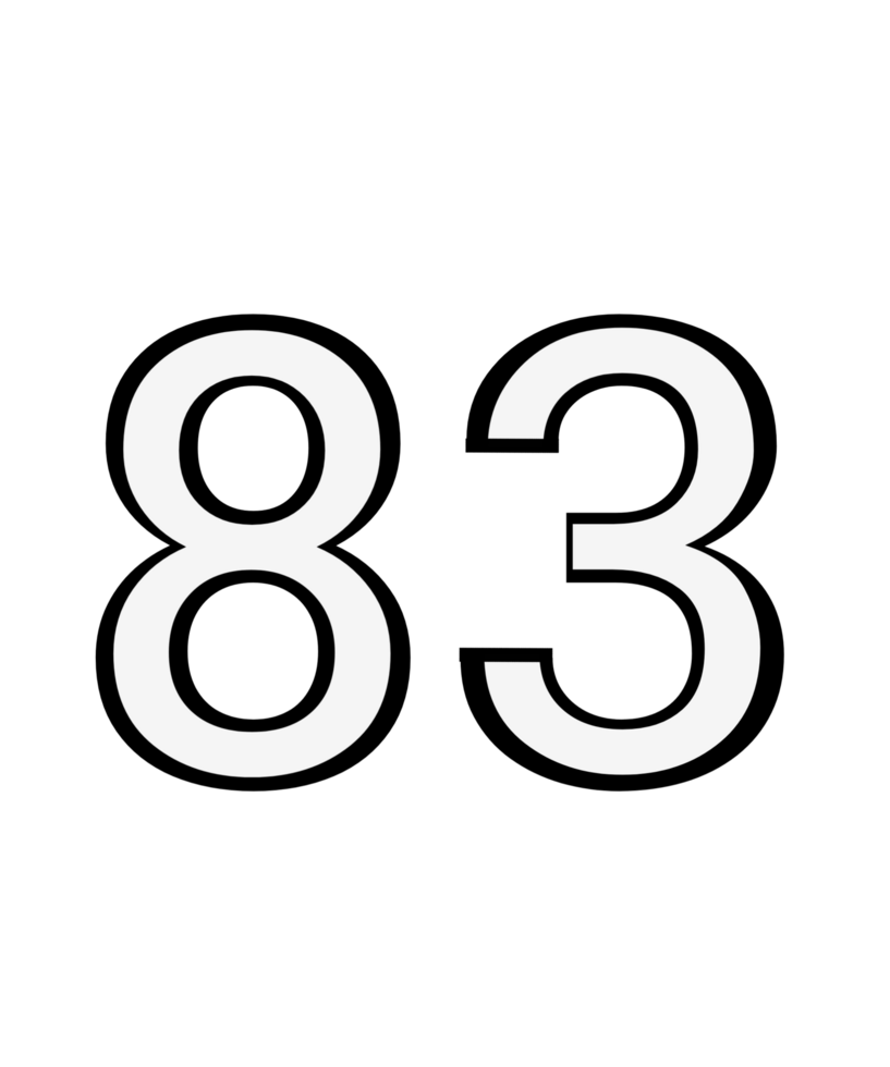 Black and white color numbers 83 png