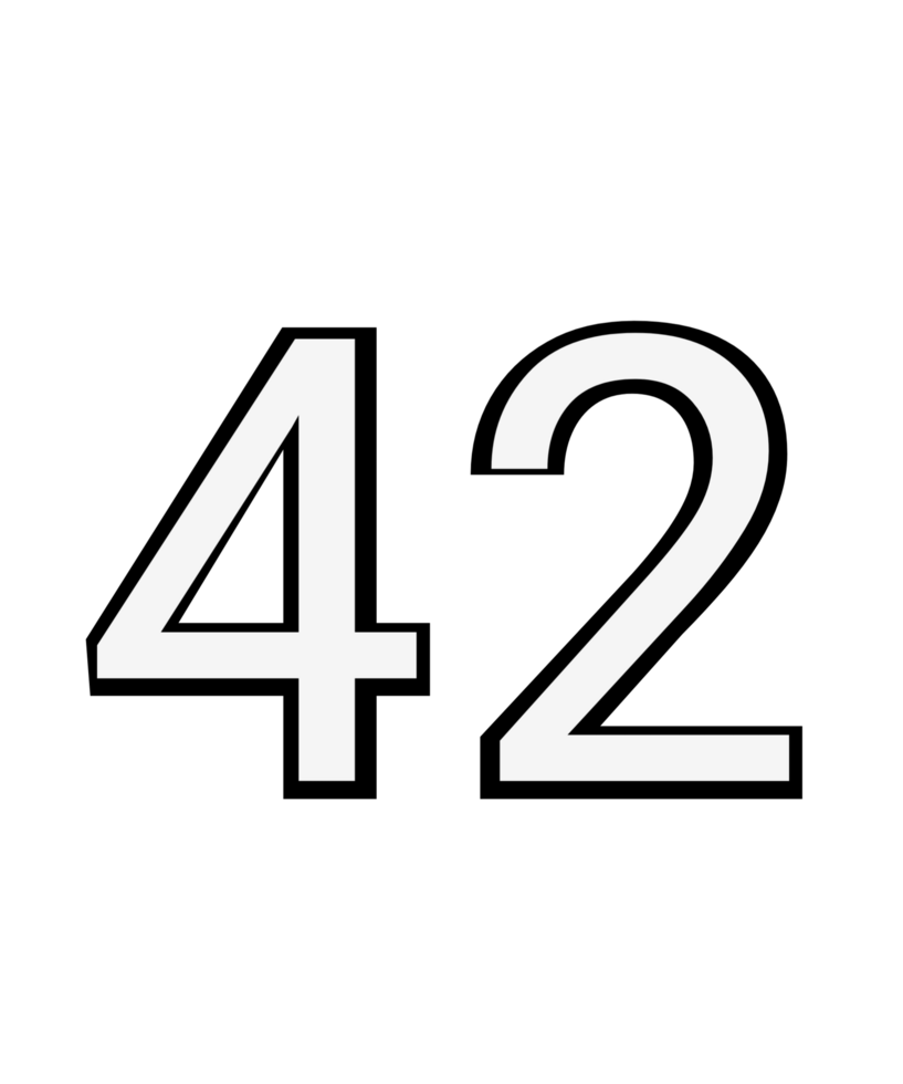 Black and white color numbers 42 png