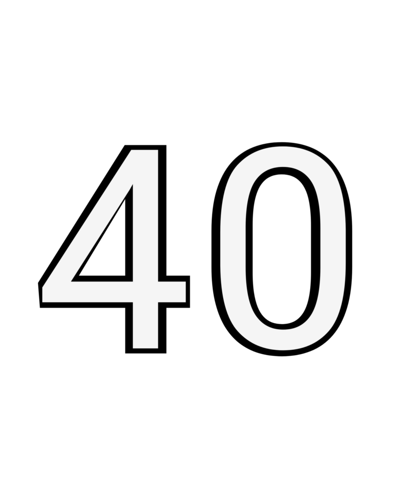 Black and white color numbers 40 png