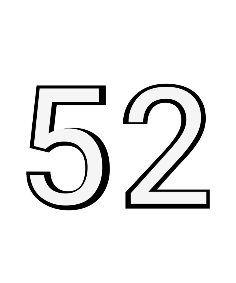 Black and white color numbers 52 png