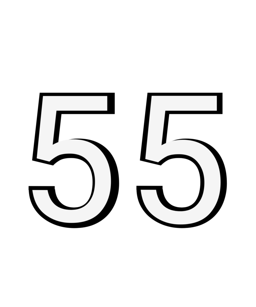 Black and white color numbers 55 png