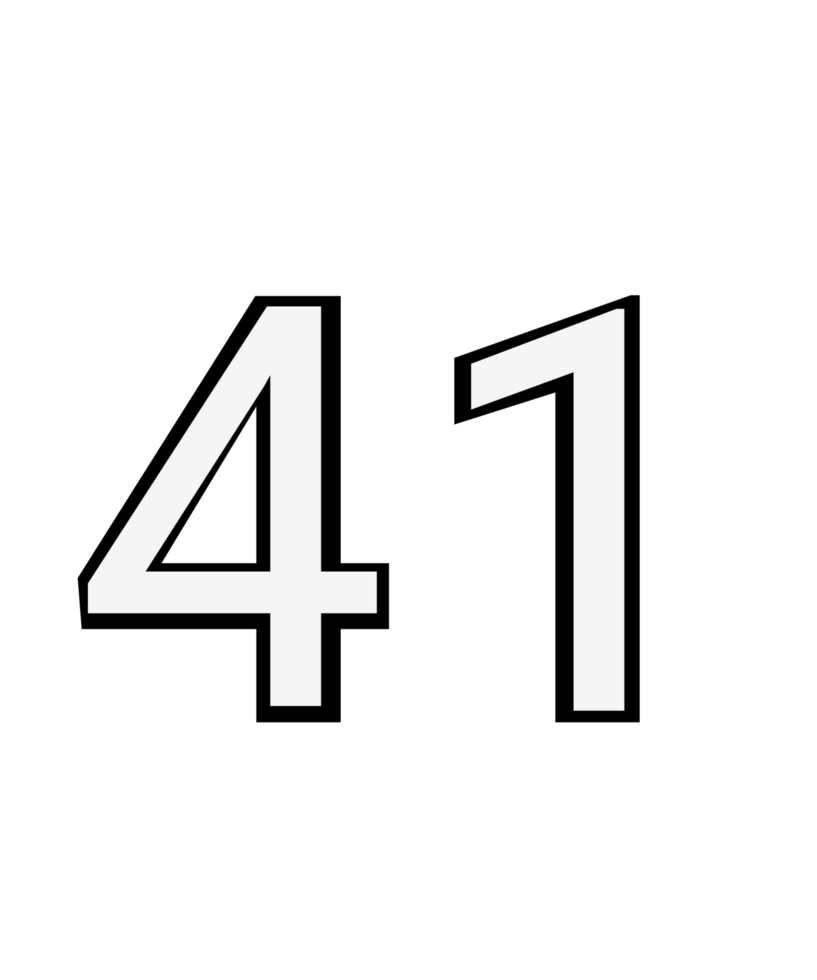 Black and white color numbers 41 png