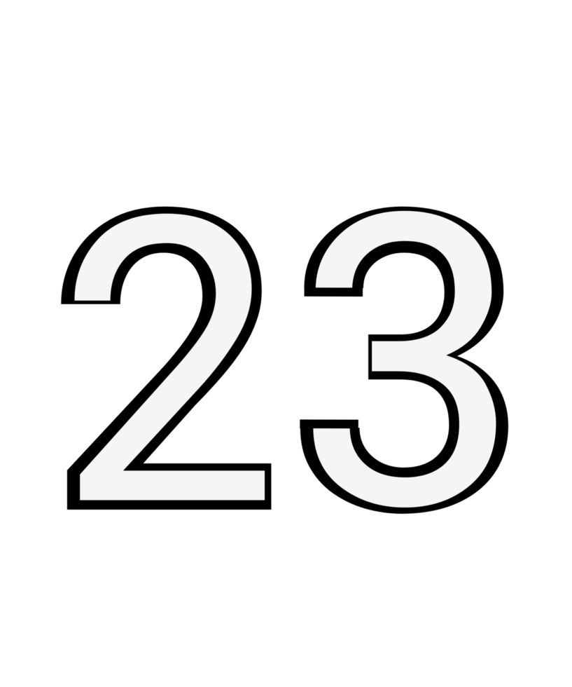 Black and white color numbers 23 png