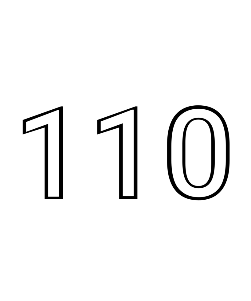 Black and white color numbers 110 png