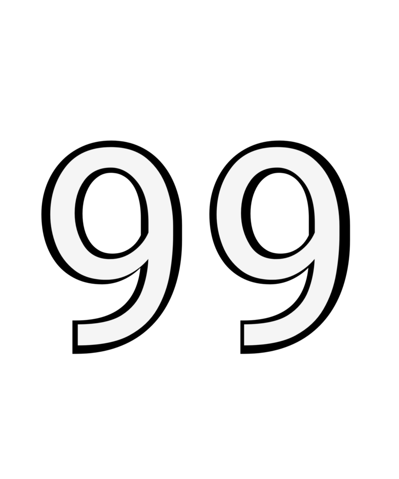 Black and white color numbers 99 png