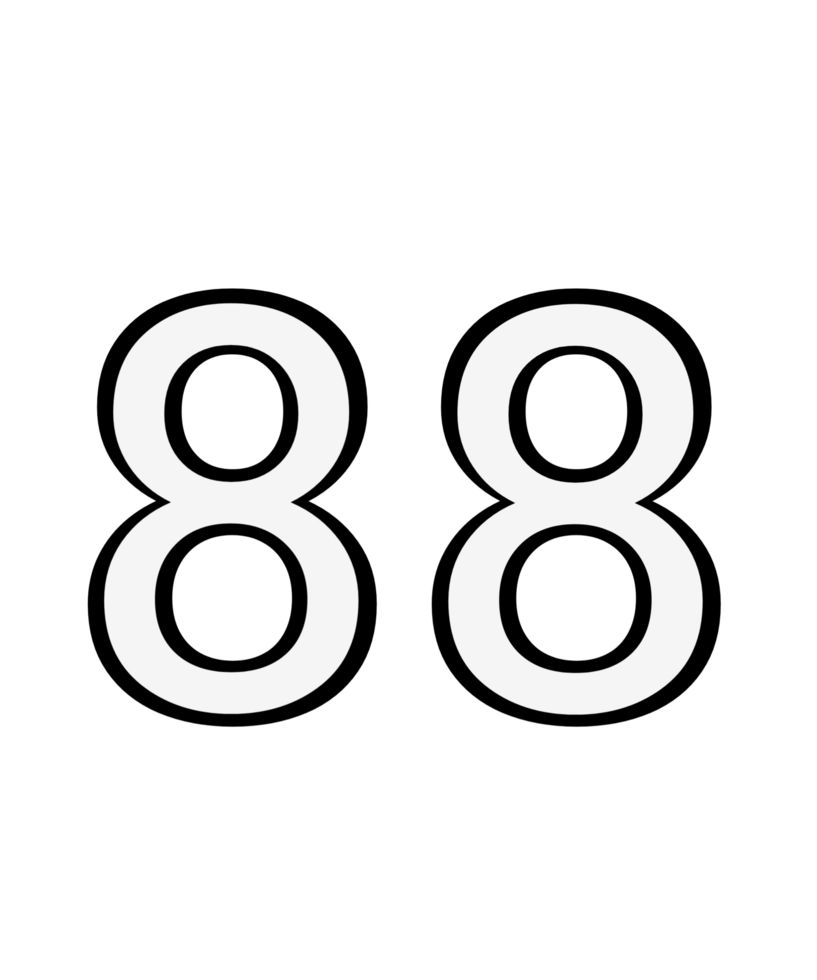 Black and white color numbers 88 png