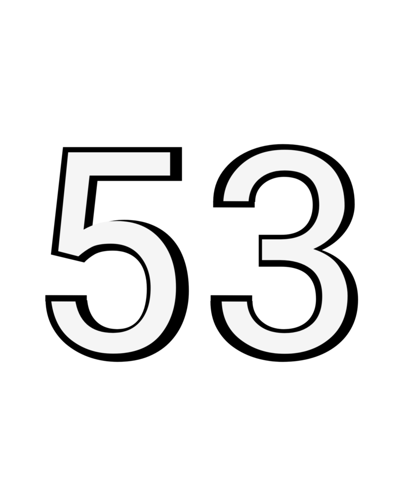 Black and white color numbers 53 png