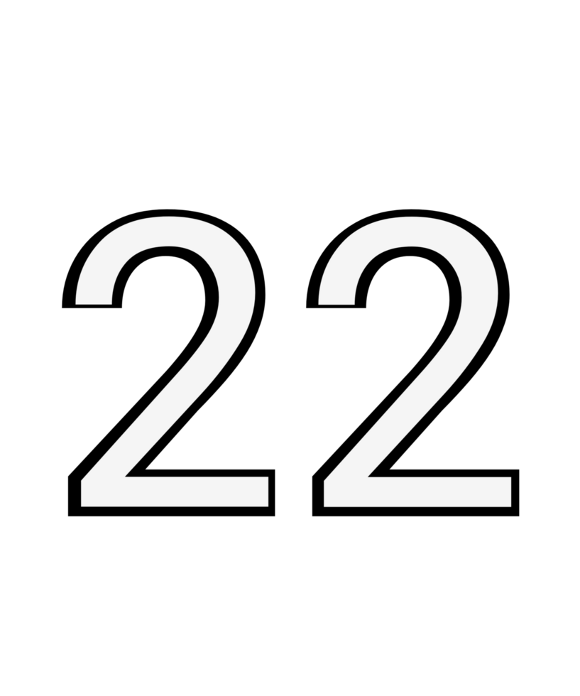 Black and white color numbers 22 png