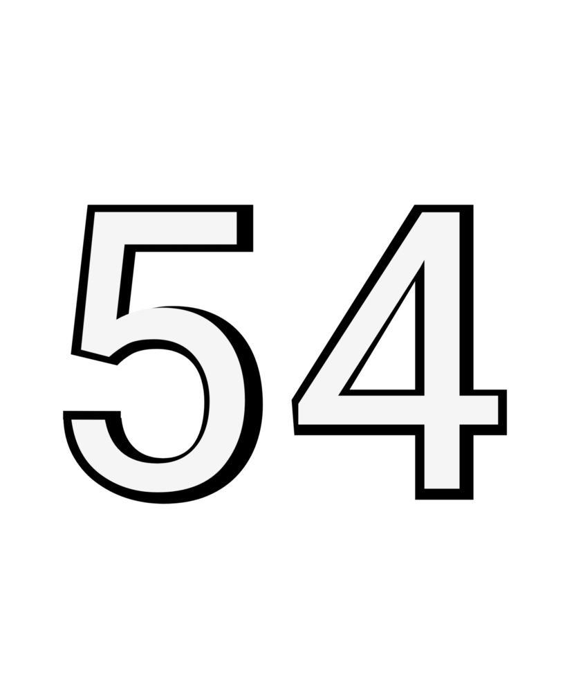 Black and white color numbers 54 png