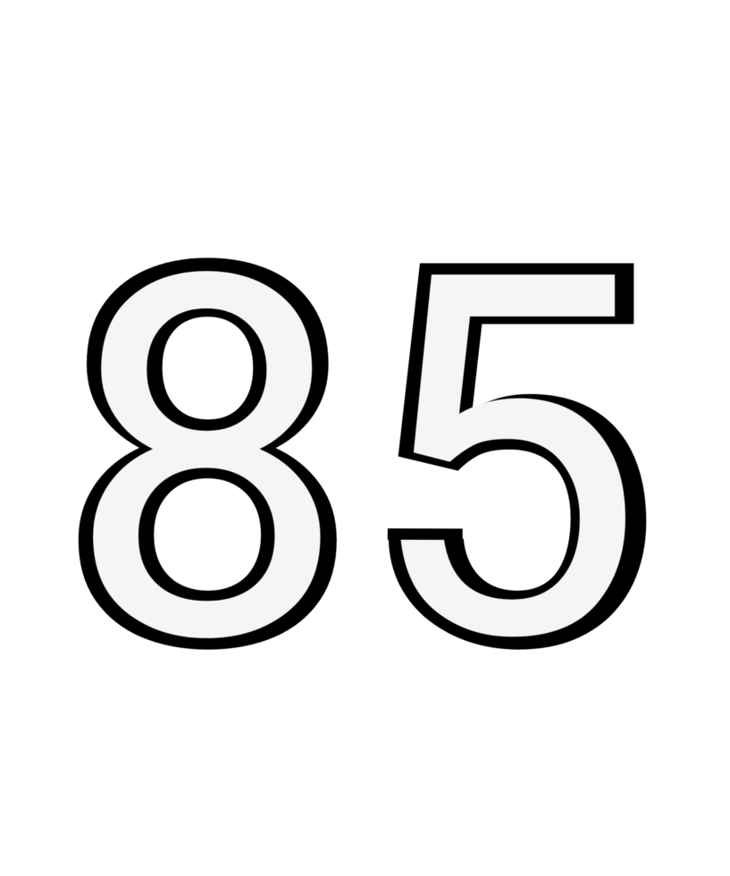 Black and white color numbers 85 png