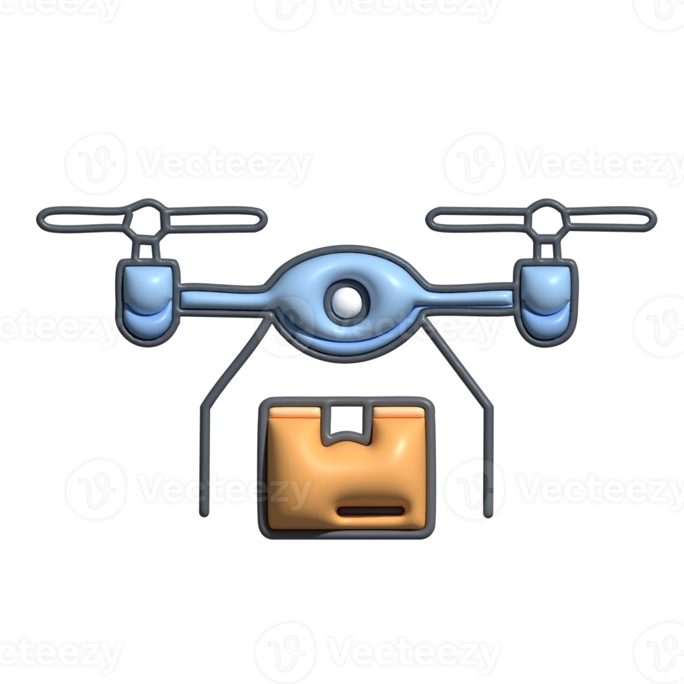 3D Delivery Drone Icon Carrying a Package png