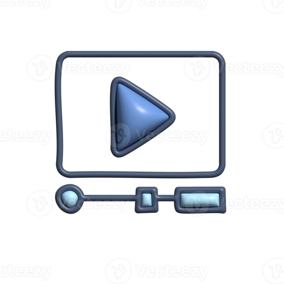 3D Player Icon with Play Button and Progress Bar png