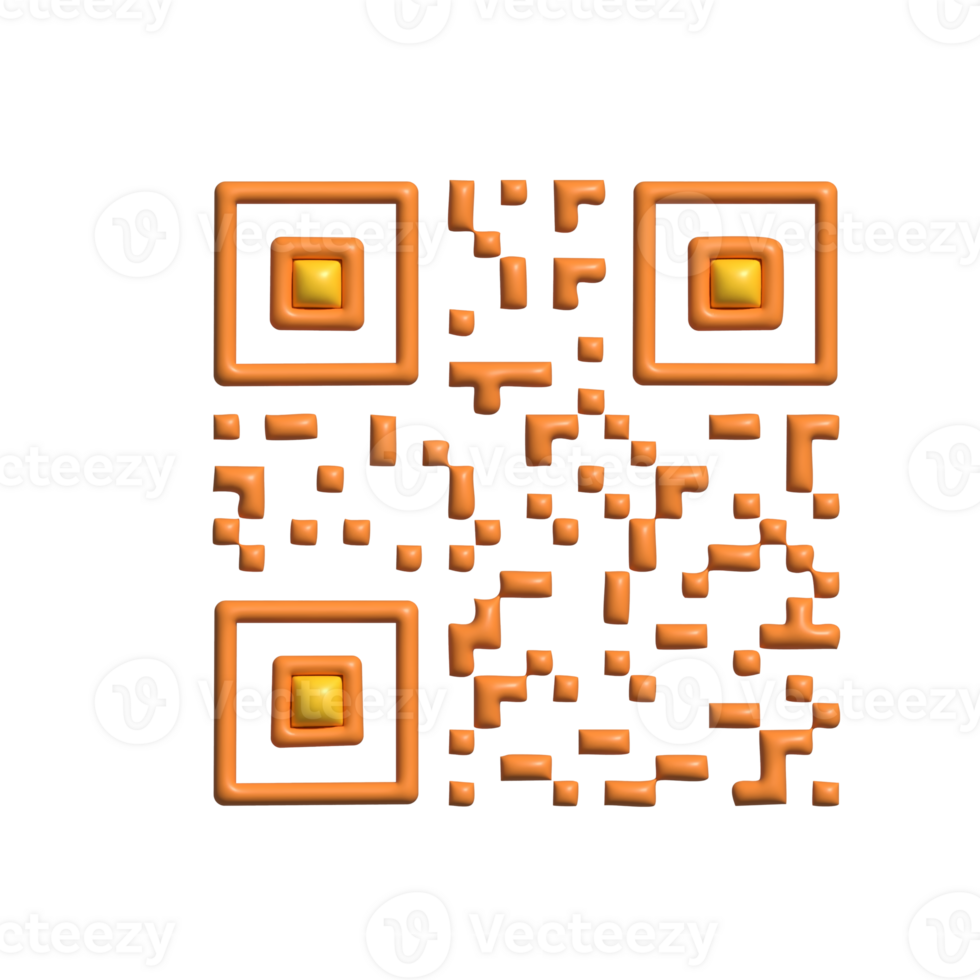 3D QR Code Icon with Orange and Yellow Design png