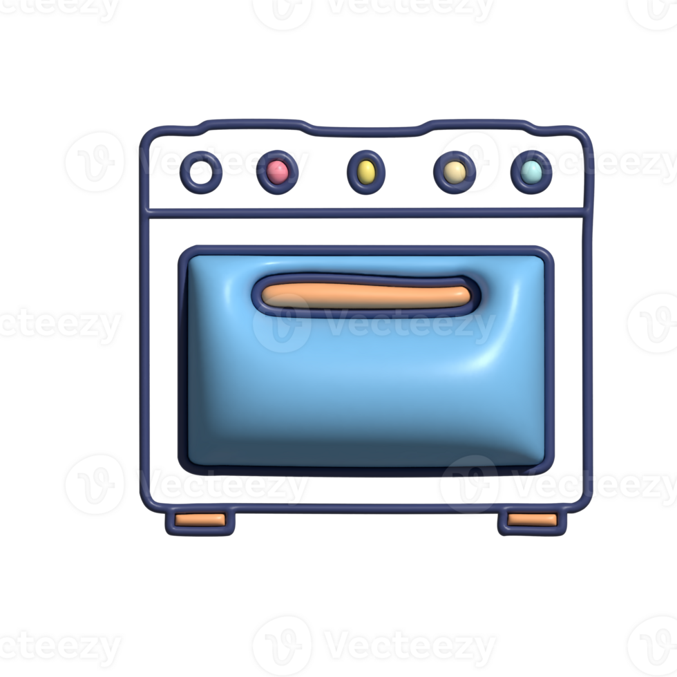 3D Oven Icon with Control Knobs and Blue Door png