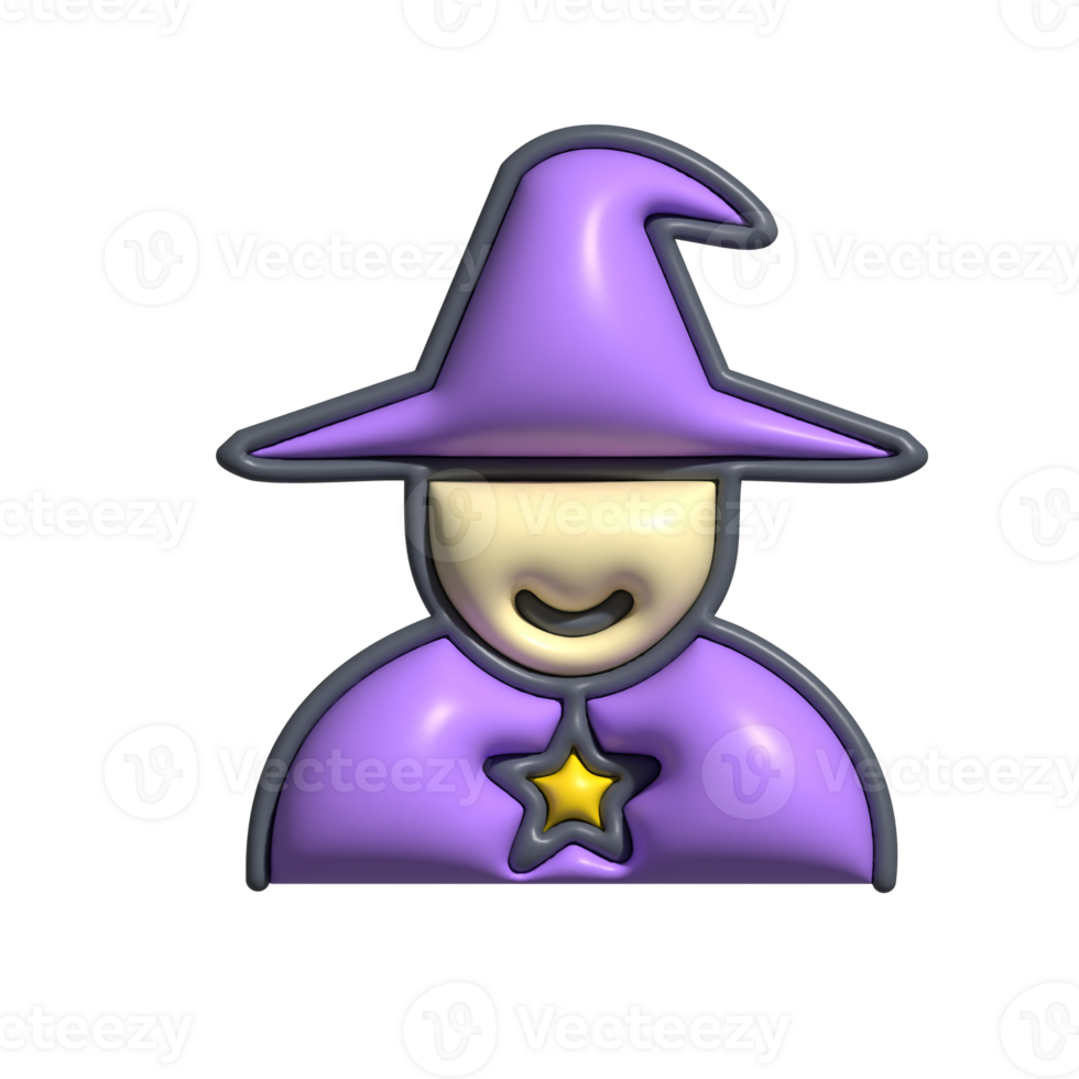 3D Wizard Emoji Magical Sorcerer and Fantasy Character png