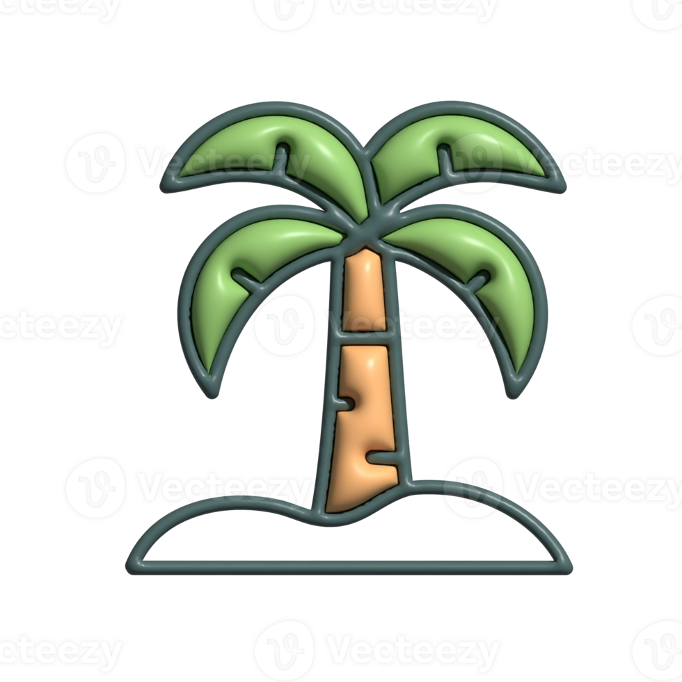 3D Palm Tree Emoji Tropical Island and Vacation Icon png