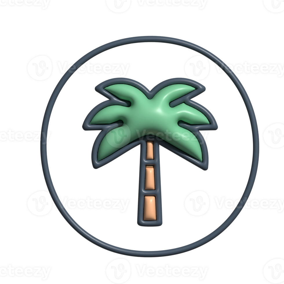 3D Palm Tree Emoji Tropical Vacation and Nature Icon png