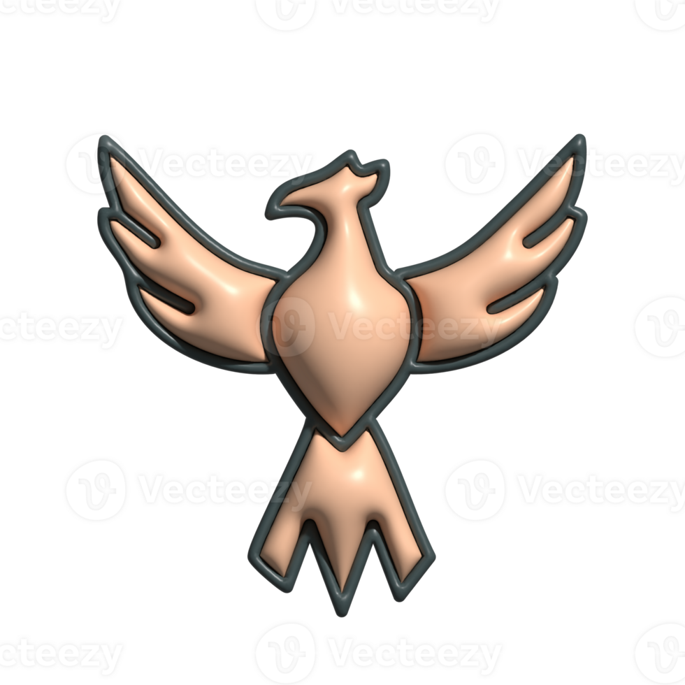 3D Bronze Phoenix Emoji Legendary Firebird and Rebirth Symbol png