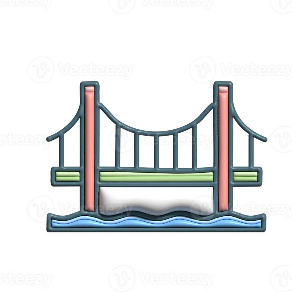 3D Suspension Bridge Emoji Architecture and Infrastructure png