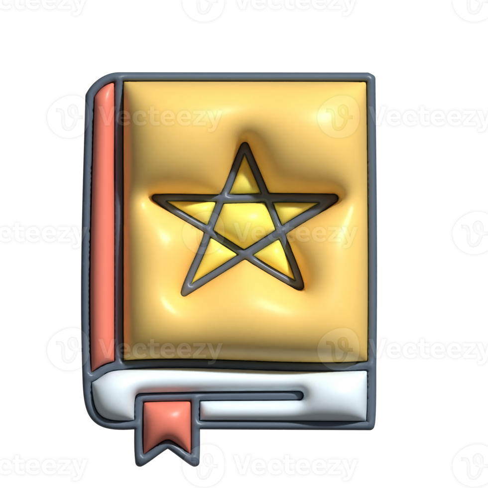 3D Magic Book Emoji Enchanted Spellbook with Pentagram png