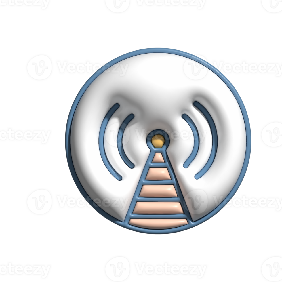 3D Signal Tower Emoji Wireless Communication and Connectivity Icon png