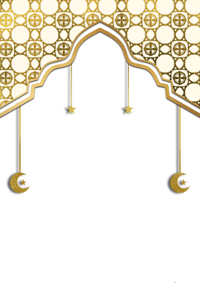 Golden arabic background with a mosque and stars png