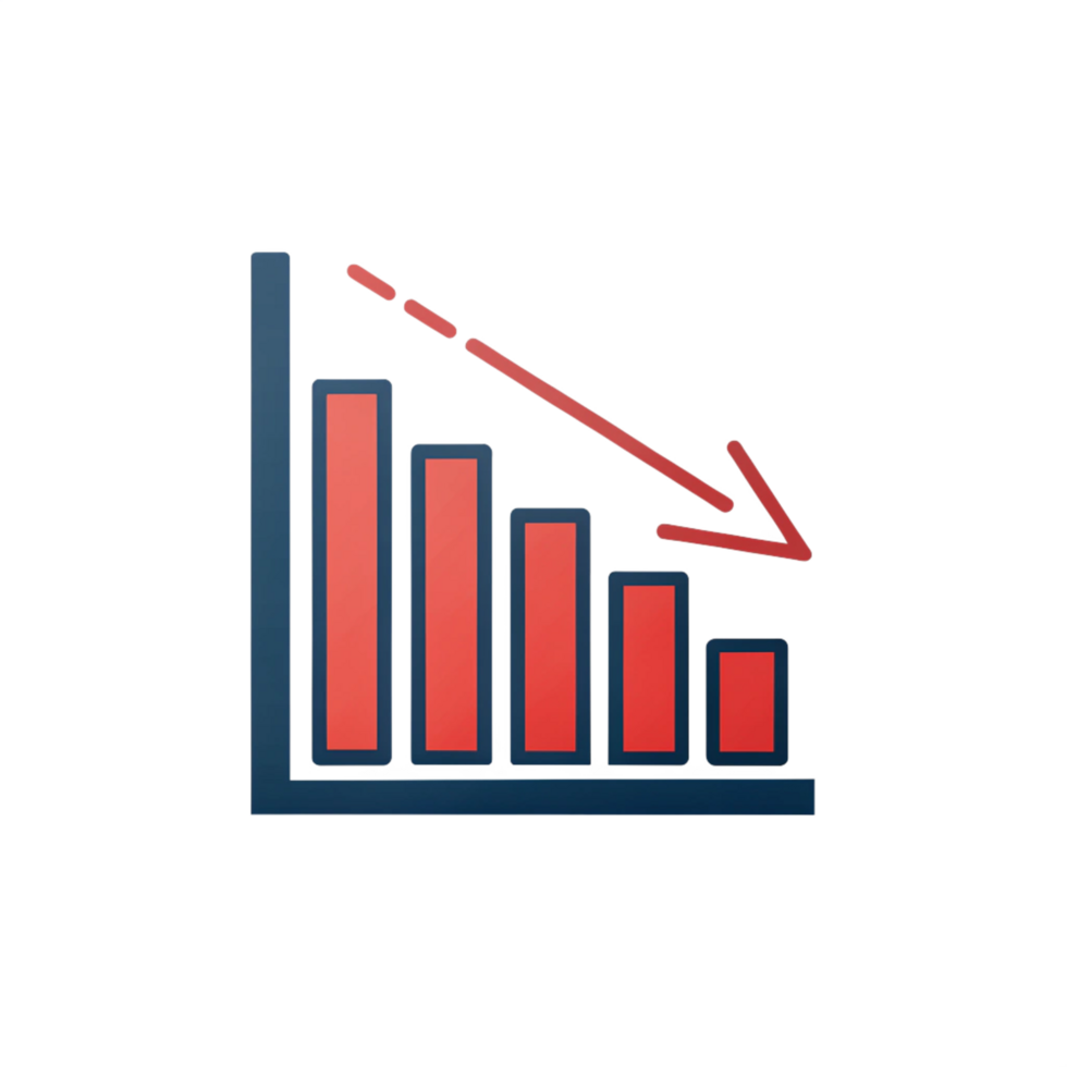 Red Chart with Bars declining Chart Icon isolated on transparent background png