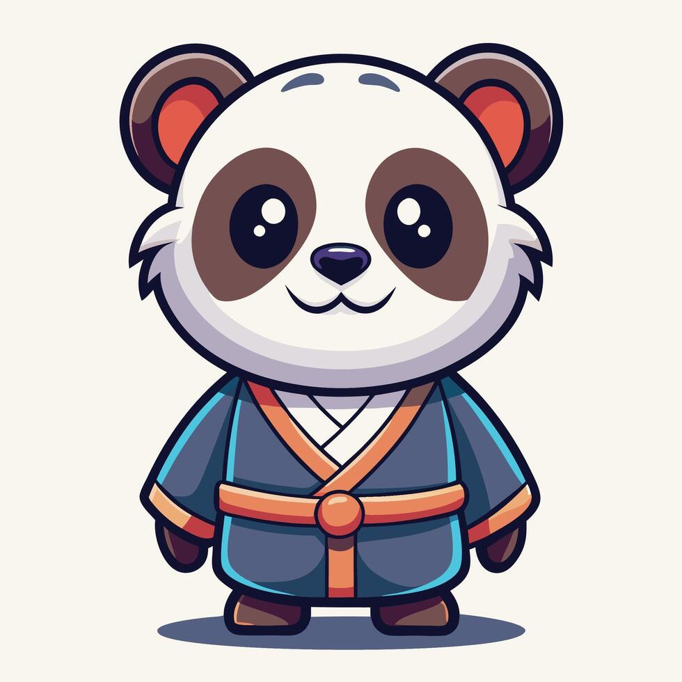 a cartoon panda bear dressed in oriental outfit vector