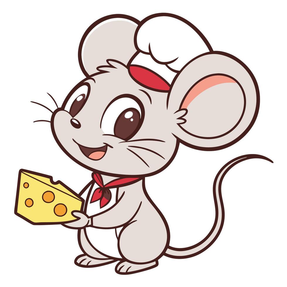 mouse with cheese illustration vector