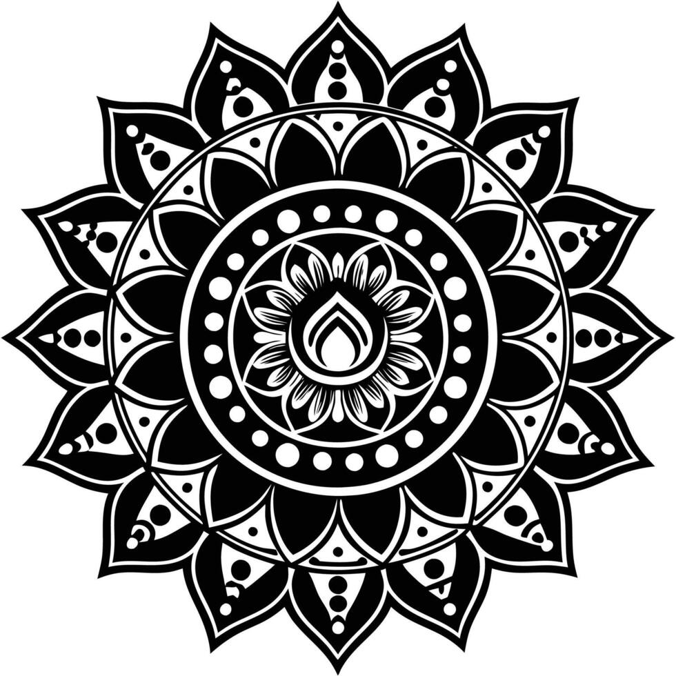 a black and white mandala ,design white background vector