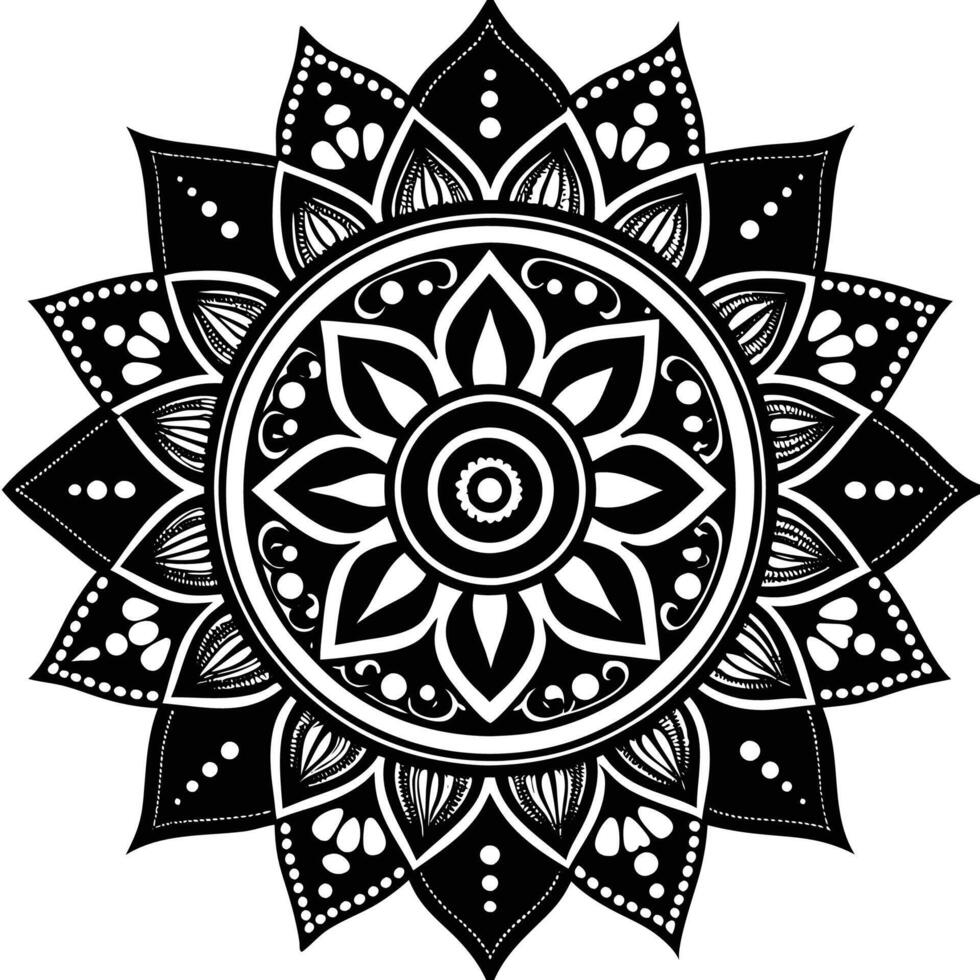 black and white mandala design background vector
