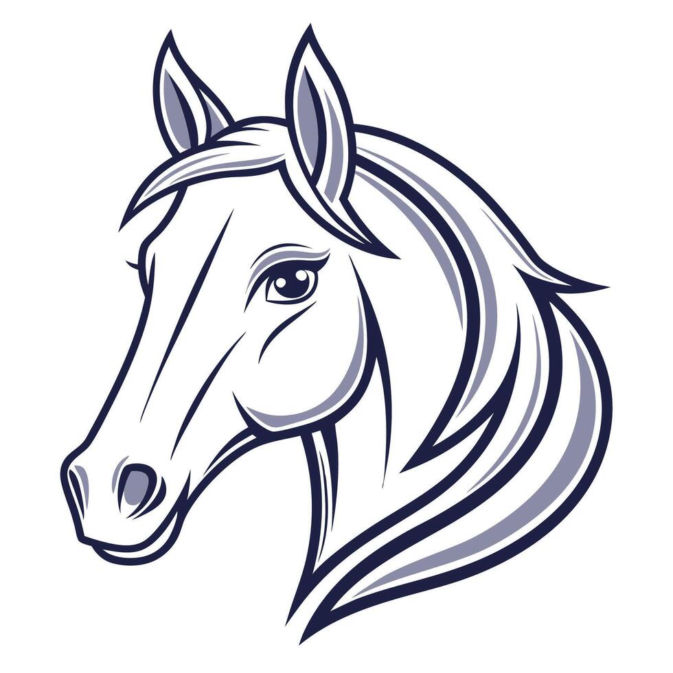 a horse head with long mane on a white background vector