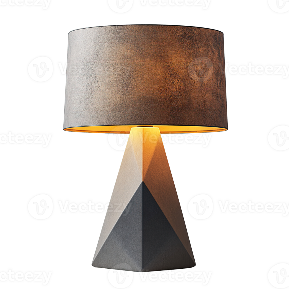 Table Lamp with Faceted Bases and Neutral Tones Isolated on Transparent Background png