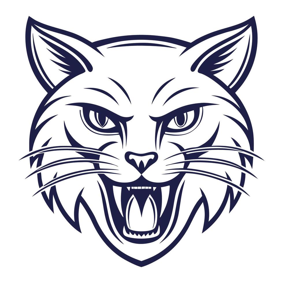a cat head with an angry expression vector